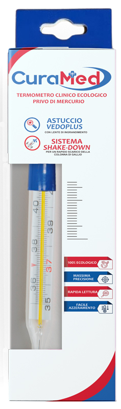 TERMOMETRO CLINICO OVALE AL GALLIO CON AGITATORE CURAMETER G - Farmacia-flash.it