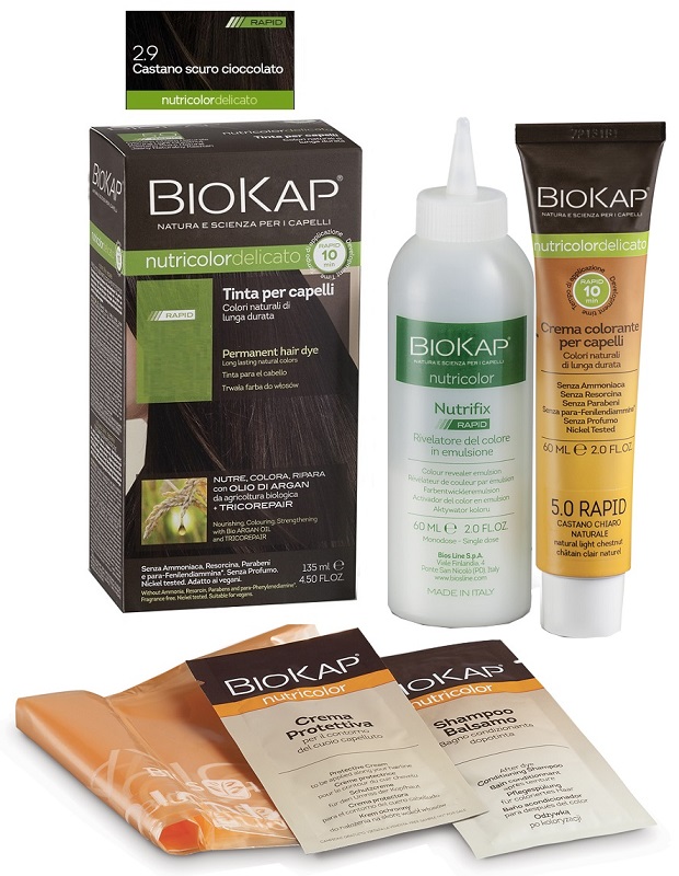 BIOS LINE  BIOKAP NUTRICOLOR DELICATO RAPID TINTA 2,9 CASTANO SCURO CIOCCOLATO 135 ML - Farmacia-flash.it