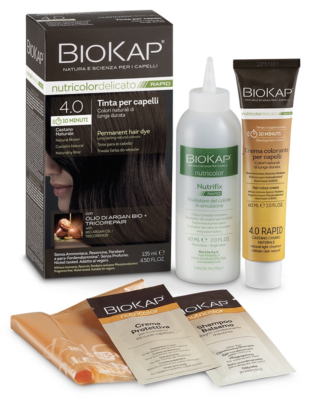 BIOS LINE  BIOKAP NUTRICOLOR DELICATO RAPID TINTA 4,00 CASTANO NATURALE 135 ML - Farmacia-flash.it