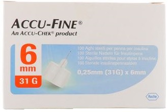AGO PER PENNA DA INSULINA ACCU-FINE PEN NEEDLE ACCU-CHEK GAUGE 31 X 6MM 100 PEZZI - Farmacia-flash.it