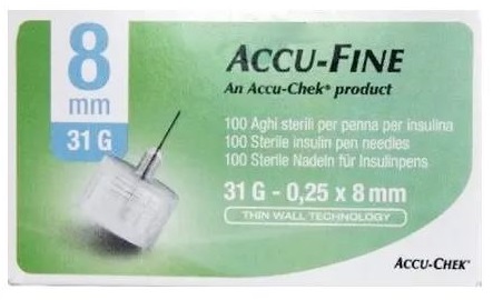 AGO PER PENNA DA INSULINA ACCU-FINE PEN NEEDLE ACCU-CHEK GAUGE 31 X 8MM 100 PEZZI - Farmacia-flash.it