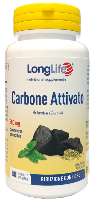 LONGLIFE CARBONE ATTIVATO 80 TAVOLETTE DIVISIBILI - Farmacia-flash.it