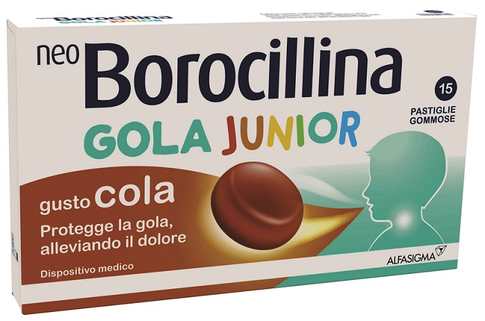 NEOBOROCILLINA GOLA JUNIOR 15 PASTIGLIE COLA - Farmacia-flash.it