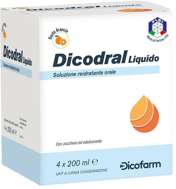 DICODRAL LIQUIDO SOLUZIONE REIDRATANTE ORALE 4 X 200 ML - Farmacia-flash.it