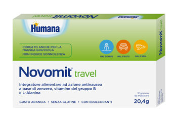 NOVOMIT TRAVEL 12 GOMME DA MASTICARE GUSTO ARANCIA - Farmacia-flash.it