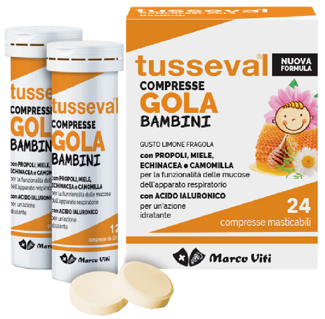 TUSSEVAL GOLA BAMBINI 24 COMPRESSE - Farmacia-flash.it