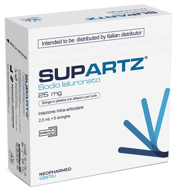 SIRINGA PRERIEMPITA INTRA-ARTICOLARE SUPARTZ ACIDO IALURONICO 25 MG 2,5 ML 5 PEZZI - Farmacia-flash.it