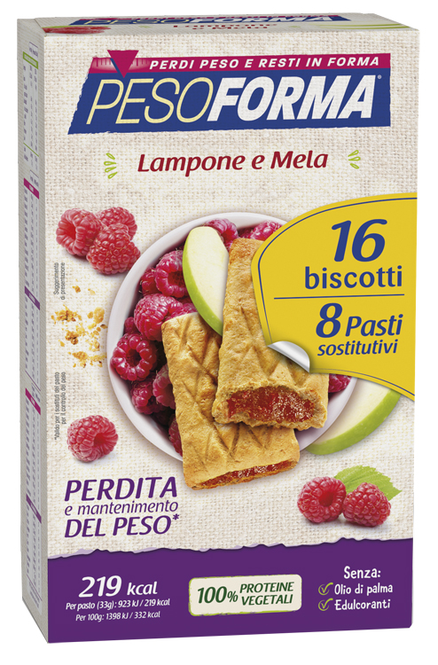 PESOFORMA BISCOTTI LAMPONE/MELA 8 PASTI 16 BISCOTTI - Farmacia-flash.it