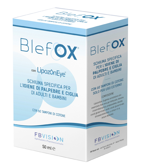 BLEFOX SCHIUMA SPECIFICA PER IGIENE PALPEBRE E CIGLIA 50 ML CON EROGATORE + 60 DISCHETTI - Farmacia-flash.it