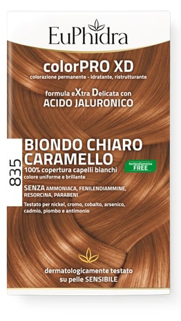 EUPHIDRA COLORPRO GEL COLORANTE CAPELLI XD 835 CARAMELLO 50 ML + ATTIVANTE + BALSAMO + GUANTI - Farmacia-flash.it