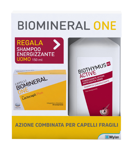 BIOMINERAL ONE LACTOCAPIL 30 COMPRESSE + BIOTHYMUS SHAMPOO UOMO ENERGIZZANTE 150 ML - Farmacia-flash.it