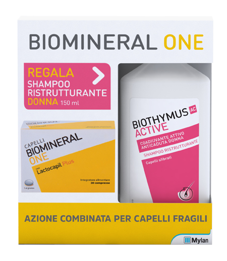 BIOMINERAL ONE LACTOCAPIL 30 COMPRESSE + BIOTHYMUS SHAMPOO DONNA RISTRUTTURANTE 150 ML - Farmacia-flash.it
