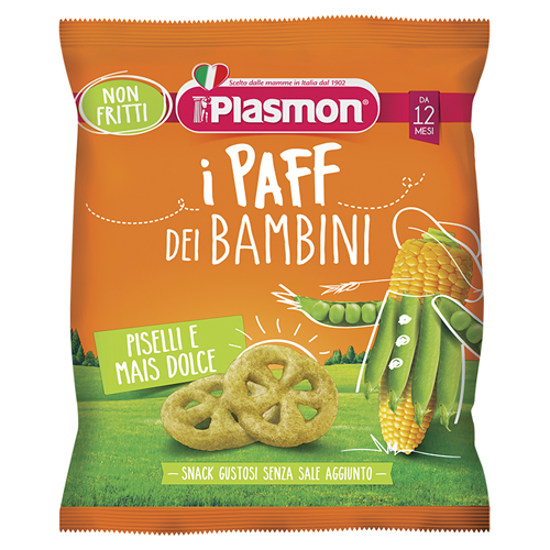 PLASMON DRY SNACK PAFF PISELLI-MAIS 15 G - Farmacia-flash.it