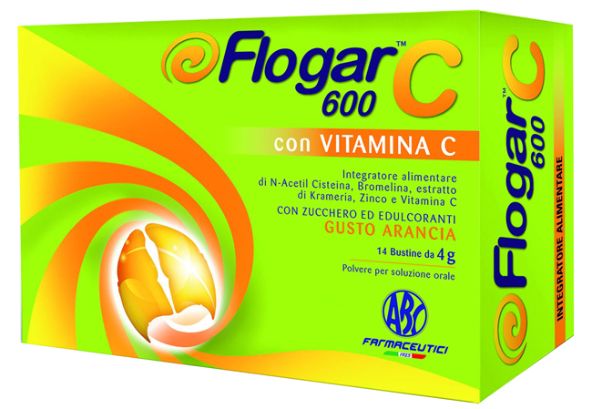 FLOGAR  C 600 CON VITAMINA C 14 BUSTINE GUSTO ARANCIA - Farmacia-flash.it