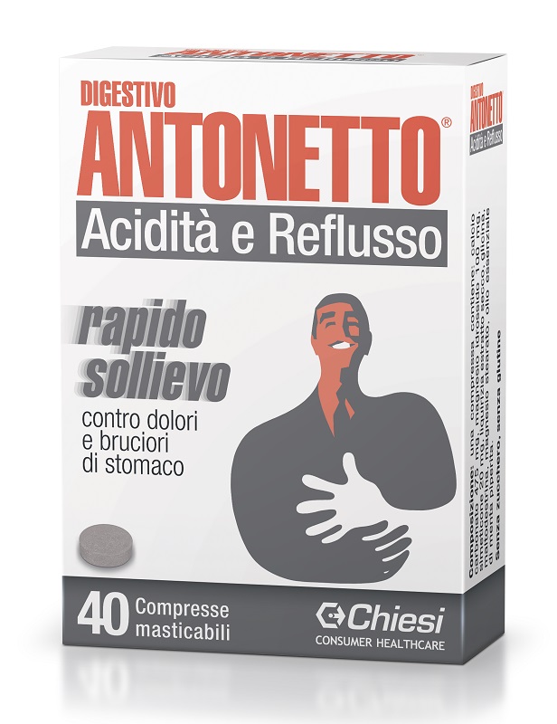 DIGESTIVO ANTONETTO ACIDITA' E REFLUSSO 40 COMPRESSE MASTICABILI - Farmacia-flash.it