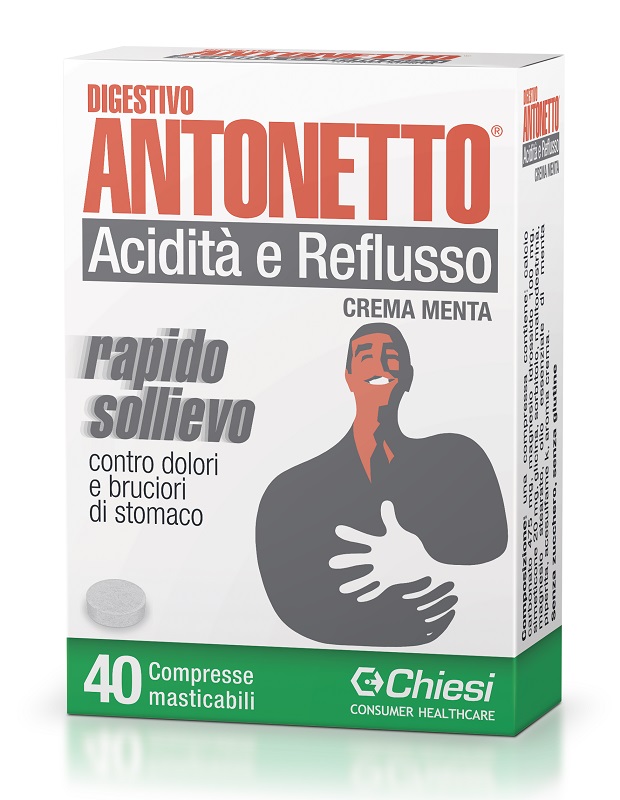 DIGESTIVO ANTONETTO ACIDITA' E REFLUSSO CREMA ALLA MENTA 40 COMPRESSE MASTICABILI - Farmacia-flash.it