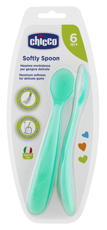 CHICCO CUCCHIAIO SILICONE MASCHILE BI PACK 6M+ - Farmacia-flash.it