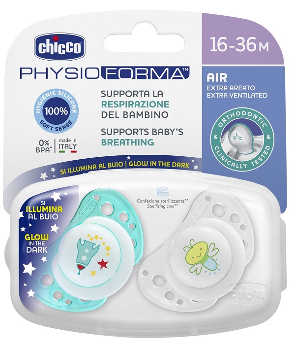 CHICCO SUCCHIETTO AIR LUMI IN SILICONE 16-36 MESI 2 PEZZI - Farmacia-flash.it