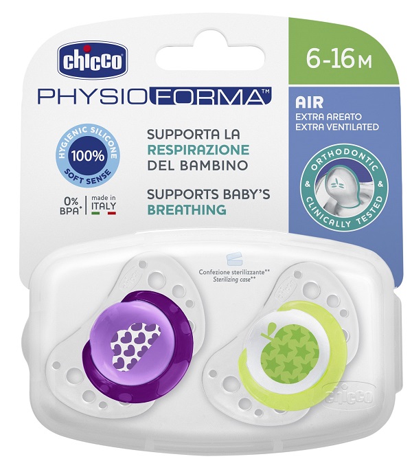 CHICCO SUCCHIETTO AIR GIRL IN SILICONE 6-16 MESI 2 PEZZI - Farmacia-flash.it