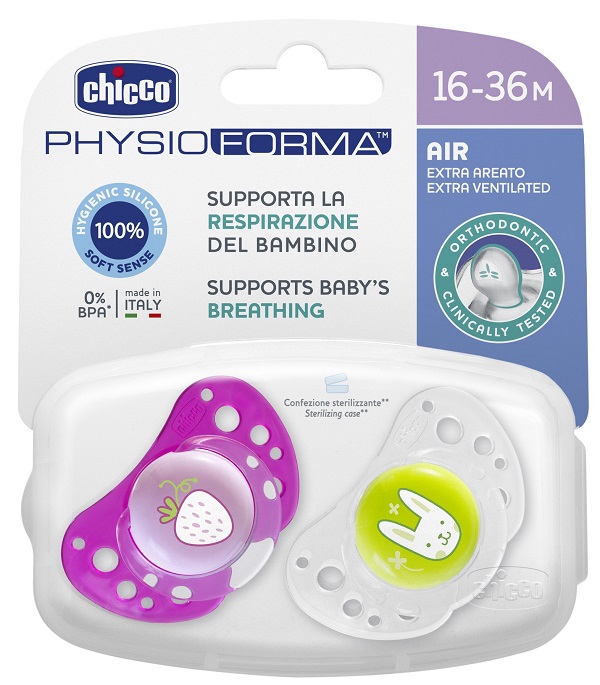 CHICCO SUCCHIETTO AIR GIRL IN SILICONE 16-36 MESI 2 PEZZI - Farmacia-flash.it