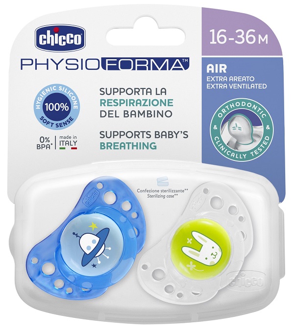 CHICCO SUCCHIETTO AIR BOY IN SILICONE 16-36 MESI 2 PEZZI - Farmacia-flash.it