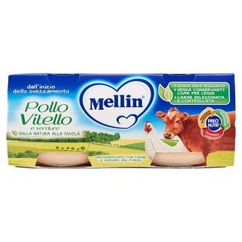 MELLIN OMOGENEIZZATO POLLO VITELLO CON VERDURE 2 X 80 G - Farmacia-flash.it
