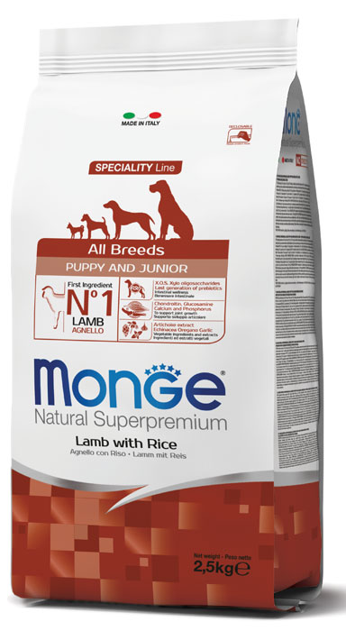 MONGE ALL BREEDS PUPPY AGNELLO & RISO 2500 G - Farmacia-flash.it