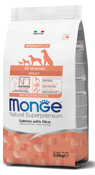 MONGE ALL BREEDS ADULT SALMONE & RISO 2500 G - Farmacia-flash.it