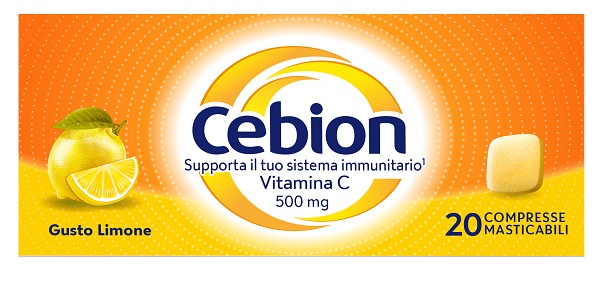 CEBION MASTICABILE LIMONE VITAMINA C 500 MG 20 COMPRESSE - Farmacia-flash.it