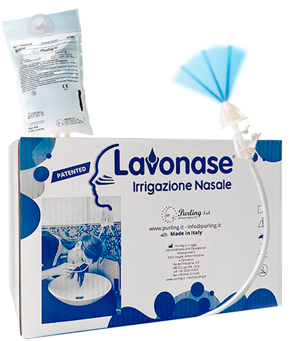 LAVONASE 2 BLISTER STERILI + 10 SACCHE SOLUZIONE FISIOLOGICAPER LAVAGGI NASALI + 1 CLAMP + 1 VENTOSA - Farmacia-flash.it