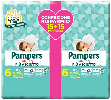 PAMPERS BABY DRY DUO DWCT XL 30 PEZZI - Farmacia-flash.it