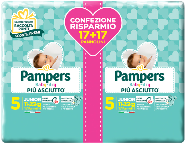 PAMPERS BABY DRYDUO DWCT JUNIOR X 34 PEZZI - Farmacia-flash.it