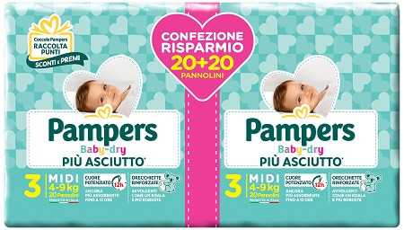 PAMPERS BABY DRYDUO DWCT MIDI 40 PEZZI - Farmacia-flash.it