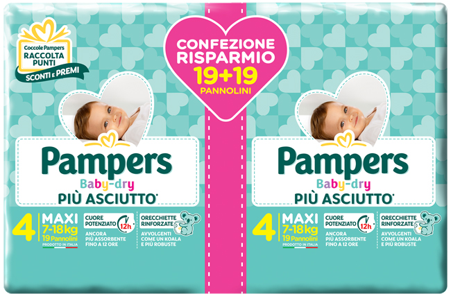 PAMPERS BABY-DRY DUO DWCT MAXI 38 PEZZI - Farmacia-flash.it
