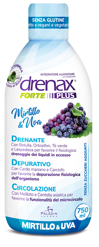 DRENAX FORTE PLUS ORIGINALE CON MIRTILLO E UVA 750 ML - Farmacia-flash.it