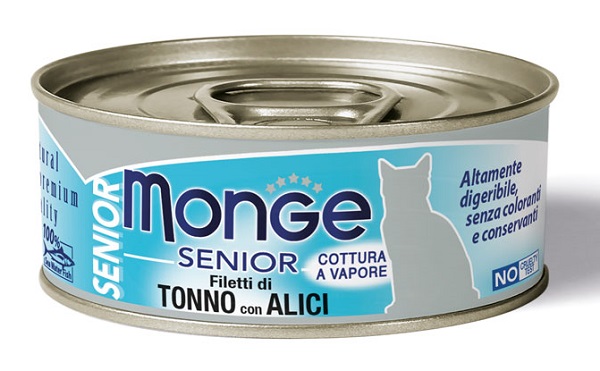 MONGE NATURAL QUALITY GATTO MONGE JELLY FILETTI DI TONNO/ACCIUGHINE SENIOR 80 G - Farmacia-flash.it