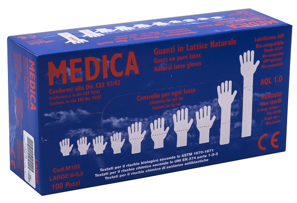 GUANTI LATTICE CON POLVERE LARGE 100 PEZZI - Farmacia-flash.it