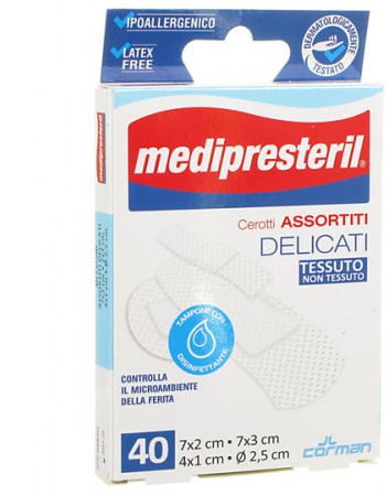 MEDIPRESTERIL CEROTTI DELICATI ASSORTITI 4 FORMATI 40 PEZZI - Farmacia-flash.it