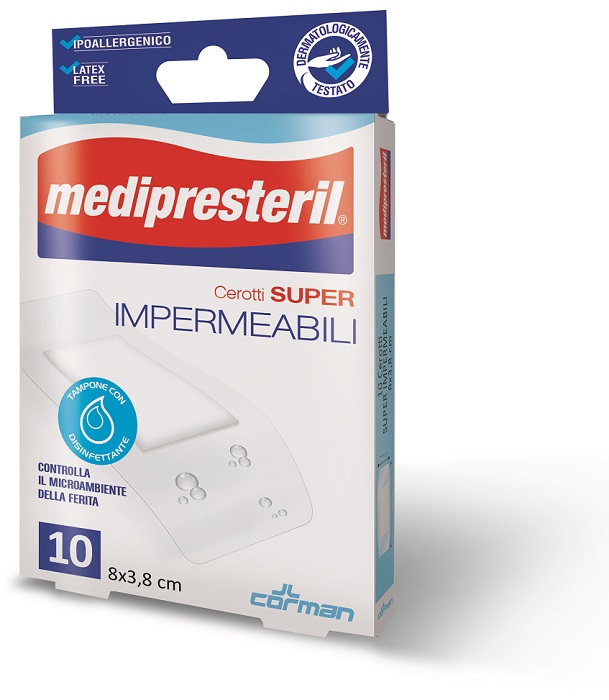 MEDIPRESTERIL CEROTTI IMPERMIABILI SUPER 8 X 3,8 10 PEZZI - Farmacia-flash.it