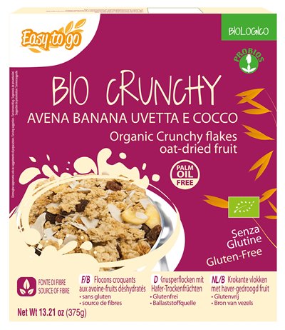 EASY TO GO BIO CRUNCHY AVENA BANANA UVETTA E COCCO 375 G - Farmacia-flash.it