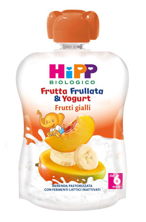 HIPP BIO FRUTTA FRULLATA YOGURT FRUTTI GIALLI 90 G - Farmacia-flash.it