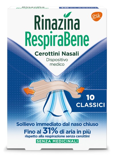 RINAZINA RESPIRABENE CEROTTI NASALI CLASSICI CARTON 10 PEZZI - Farmacia-flash.it