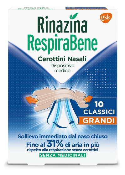 RINAZINA RESPIRABENE CEROTTI NASALI CLASSICI GRANDI CARTON 10 PEZZI - Farmacia-flash.it