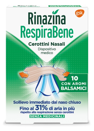 RINAZINA RESPIRABENE CEROTTI NASALI CON AROMI BALSAMICI CARTON 10 PEZZI - Farmacia-flash.it