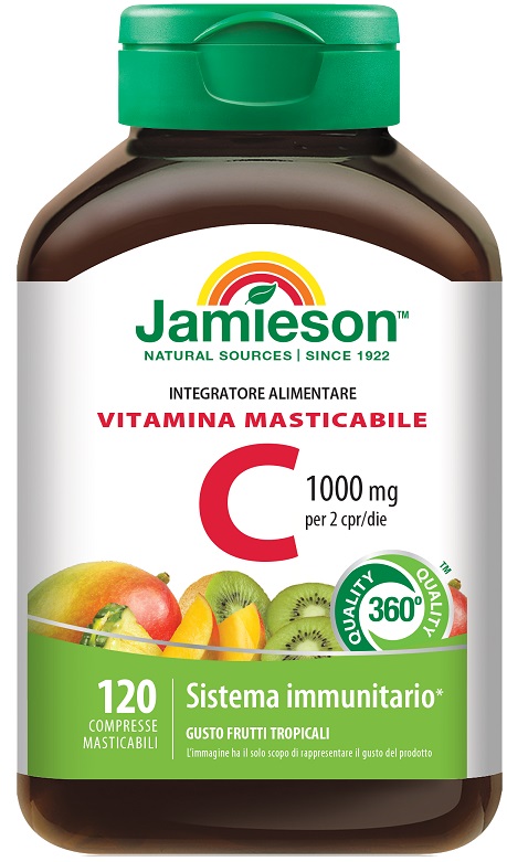 JAMIESON VITAMINA C 1000 120 COMPRESSE MASTICABILI FRUTTI TROPICALI - Farmacia-flash.it