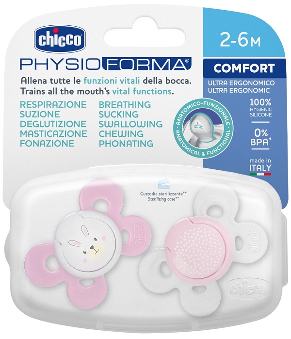 CHICCO SUCCHIETTO COMFORT GIRL SILICONE 0-6 MESI 2 PEZZI - Farmacia-flash.it