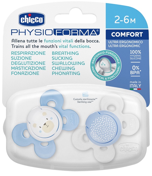 CHICCO SUCCHIETTO COMFORT BOY SILICONE 0-6 MESI 2 PEZZI - Farmacia-flash.it