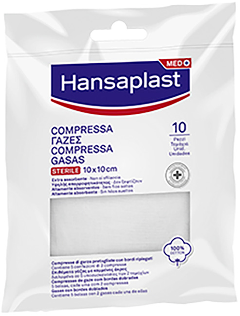 HANSAPLAST GARZA COMPRESSA 10 X 10 CM 10 PEZZI - Farmacia-flash.it
