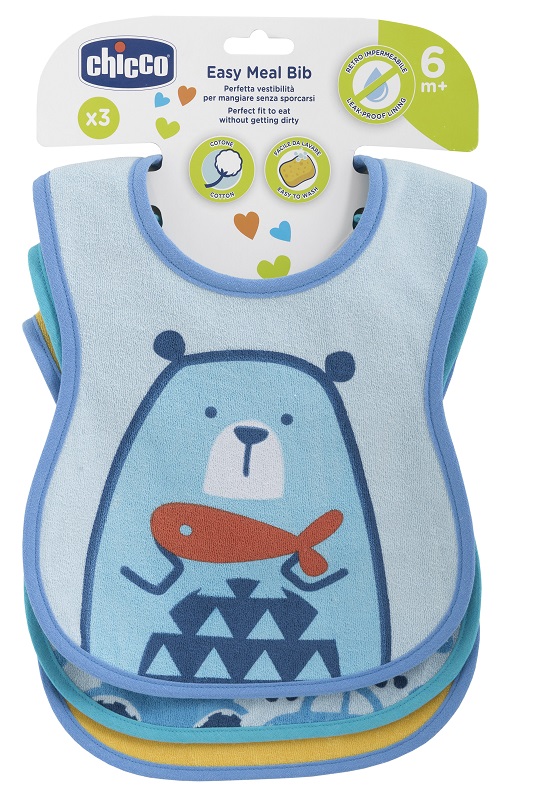 CHICCO BAVAGLINO PAPPA 6M 3 PEZZI BOY - Farmacia-flash.it