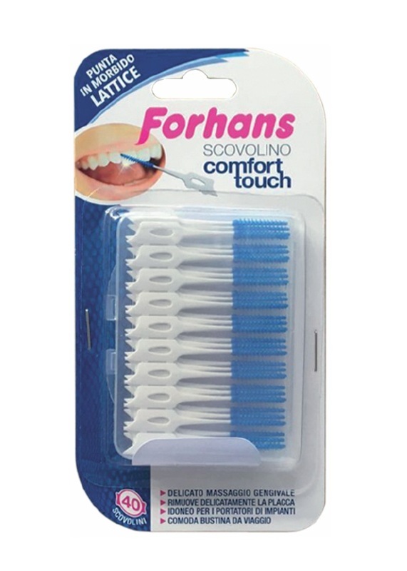 FORHANS SCOVOLINO COMFORT TOUCH PUNTA IN LATTICE 40 PEZZI - Farmacia-flash.it
